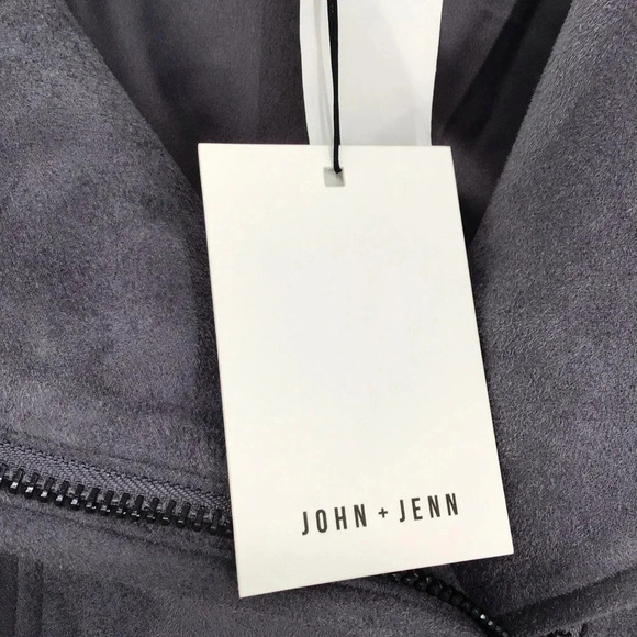 John + Jenn Women’s Moto Jacket Faux Suede Gunmetal Gromet Detail Casual Size XS - Picture 5 of 10